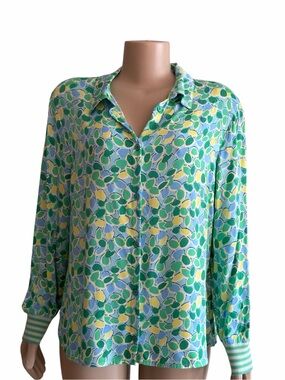 Rabe Green Leaf-Print Button Down Shirt